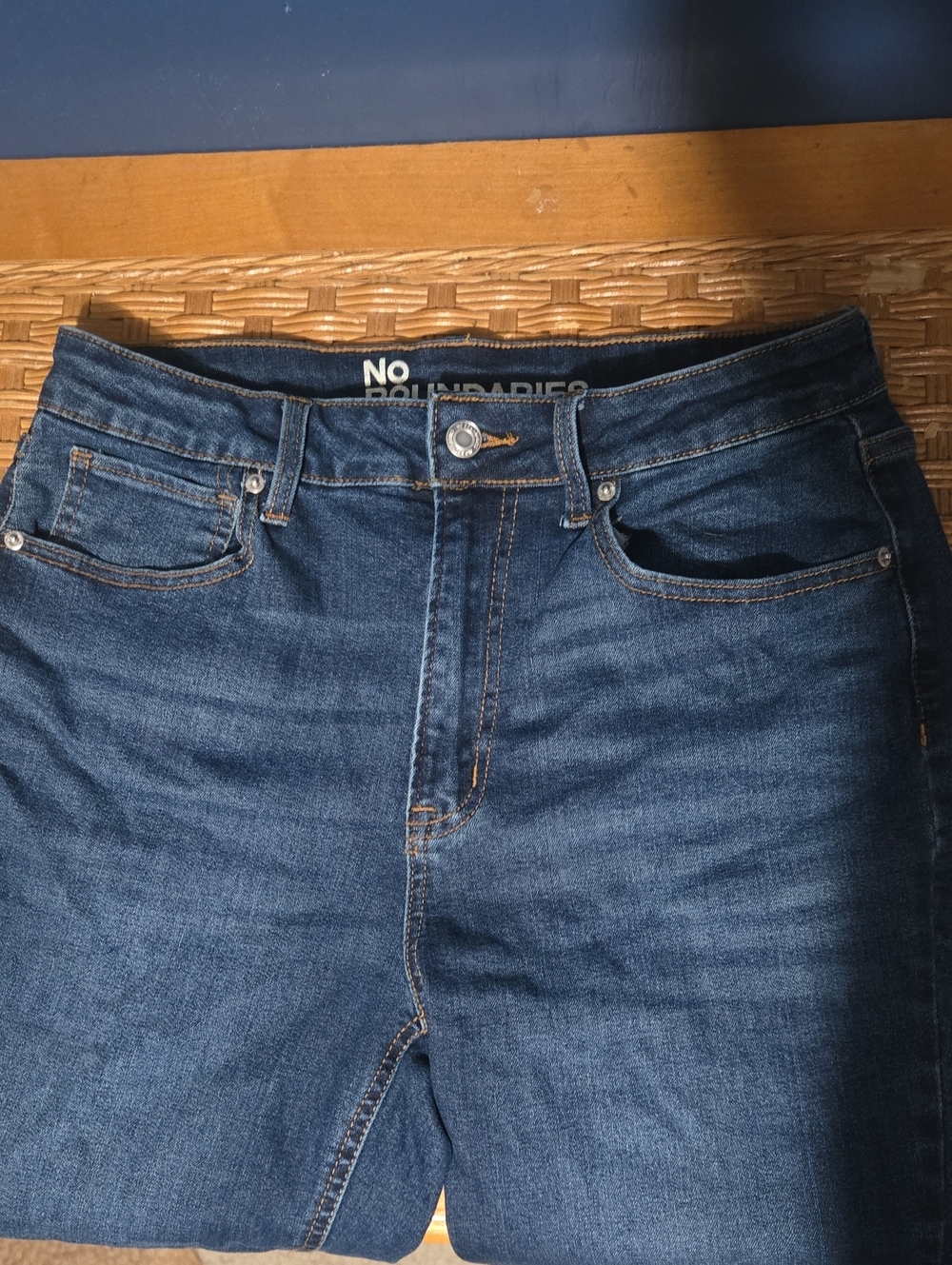 No Boundaries Womens Dark Blue Slim Straight Jeans